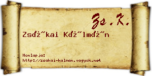 Zsákai Kálmán névjegykártya